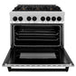 ZLINE Autograph Edition 36 in. Kitchen Package with Stainless Steel Dual Fuel Range, Range Hood, Dishwasher and Refrigeration with Matte Black Accents (4AKPR-RARHDWM36-MB)