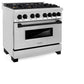ZLINE Autograph Edition 36 in. 4.6 cu. ft. Legacy Dual Fuel Range with 6 Burner Gas Cooktop and Electric Convection Oven in Stainless Steel and Matte Black Accents, Open Box-Great Condition