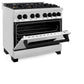 ZLINE Autograph Edition 36 in. 4.6 cu. ft. Legacy Dual Fuel Range with 6 Burner Gas Cooktop and Electric Convection Oven in Stainless Steel and Matte Black Accents, Open Box-Great Condition