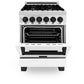 ZLINE Autograph Edition 24 in. 2.8 cu. ft. Legacy Dual Fuel Range with 4 Burner Gas Cooktop and Electric Convection Oven in Stainless Steel with White Matte Door and Matte Black Accents, Open Box-Great Condition