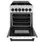 ZLINE Autograph Edition 24 in. 2.8 cu. ft. Legacy Dual Fuel Range with 4 Burner Gas Cooktop and Electric Convection Oven in Stainless Steel with White Matte Door and Matte Black Accents, Open Box-Great Condition