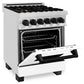 ZLINE Autograph Edition 24 in. 2.8 cu. ft. Legacy Dual Fuel Range with 4 Burner Gas Cooktop and Electric Convection Oven in Stainless Steel with White Matte Door and Matte Black Accents, Open Box-Great Condition
