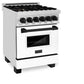 ZLINE Autograph Edition 24 in. 2.8 cu. ft. Legacy Dual Fuel Range with 4 Burner Gas Cooktop and Electric Convection Oven in Stainless Steel with White Matte Door and Matte Black Accents, Open Box-Great Condition