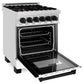 ZLINE Autograph Edition 24 in. 2.8 cu. ft. Legacy Dual Fuel Range with 4 Burner Gas Cooktop and Electric Convection Oven in Stainless Steel with White Matte Door and Matte Black Accents, Open Box-Great Condition