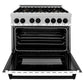 ZLINE Autograph Edition 36 in. 4.6 cu. ft. Legacy Dual Fuel Range with 6 Burner Gas Cooktop and Electric Convection Oven in Stainless Steel with White Matte Door and Matte Black Accents, Open Box-Great Condition
