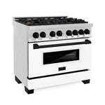 ZLINE Autograph Edition 36 in. 4.6 cu. ft. Legacy Dual Fuel Range with 6 Burner Gas Cooktop and Electric Convection Oven in Stainless Steel with White Matte Door and Matte Black Accents, Open Box-Good Condition