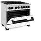 ZLINE Autograph Edition 36 in. 4.6 cu. ft. Legacy Dual Fuel Range with 6 Burner Gas Cooktop and Electric Convection Oven in Stainless Steel with White Matte Door and Matte Black Accents, Open Box-Great Condition