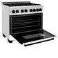 ZLINE Autograph Edition 36 in. 4.6 cu. ft. Legacy Dual Fuel Range with 6 Burner Gas Cooktop and Electric Convection Oven in Stainless Steel with White Matte Door and Matte Black Accents, Open Box-Great Condition