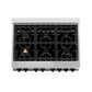 ZLINE Autograph Edition 36 in. 4.6 cu. ft. Legacy Dual Fuel Range with 6 Burner Gas Cooktop and Electric Convection Oven in Stainless Steel with White Matte Door and Matte Black Accents, Open Box-Great Condition