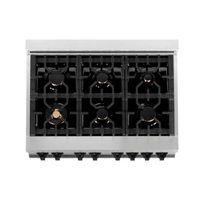 ZLINE Autograph Edition 36 in. 4.6 cu. ft. Legacy Dual Fuel Range with 6 Burner Gas Cooktop and Electric Convection Oven in Stainless Steel with White Matte Door and Matte Black Accents, Open Box-Great Condition