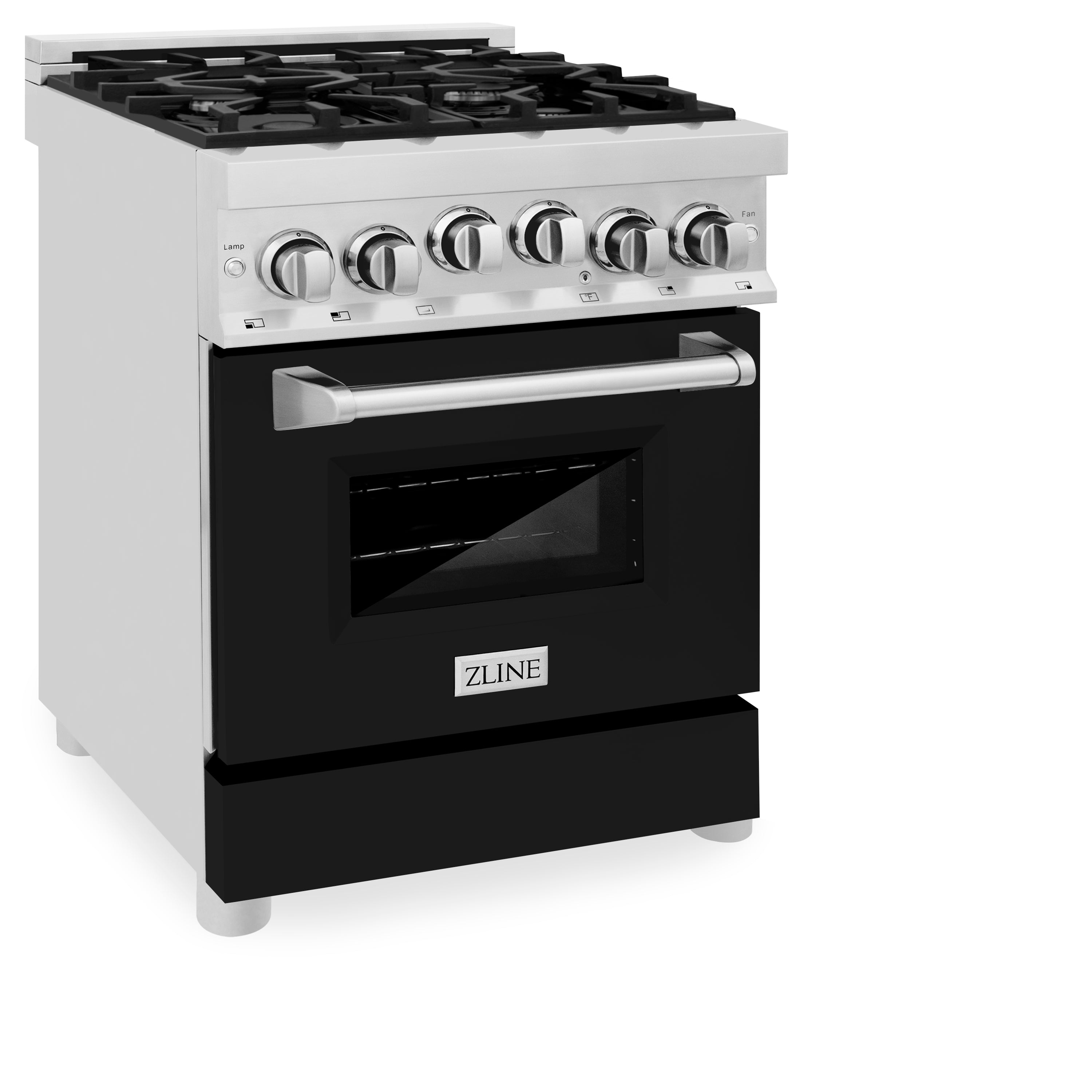 ZLINE 24 in. 2.8 cu. ft. Range with Gas Stove and Gas Oven in Stainless Steel and Black Matte Door (RG-BLM-24)