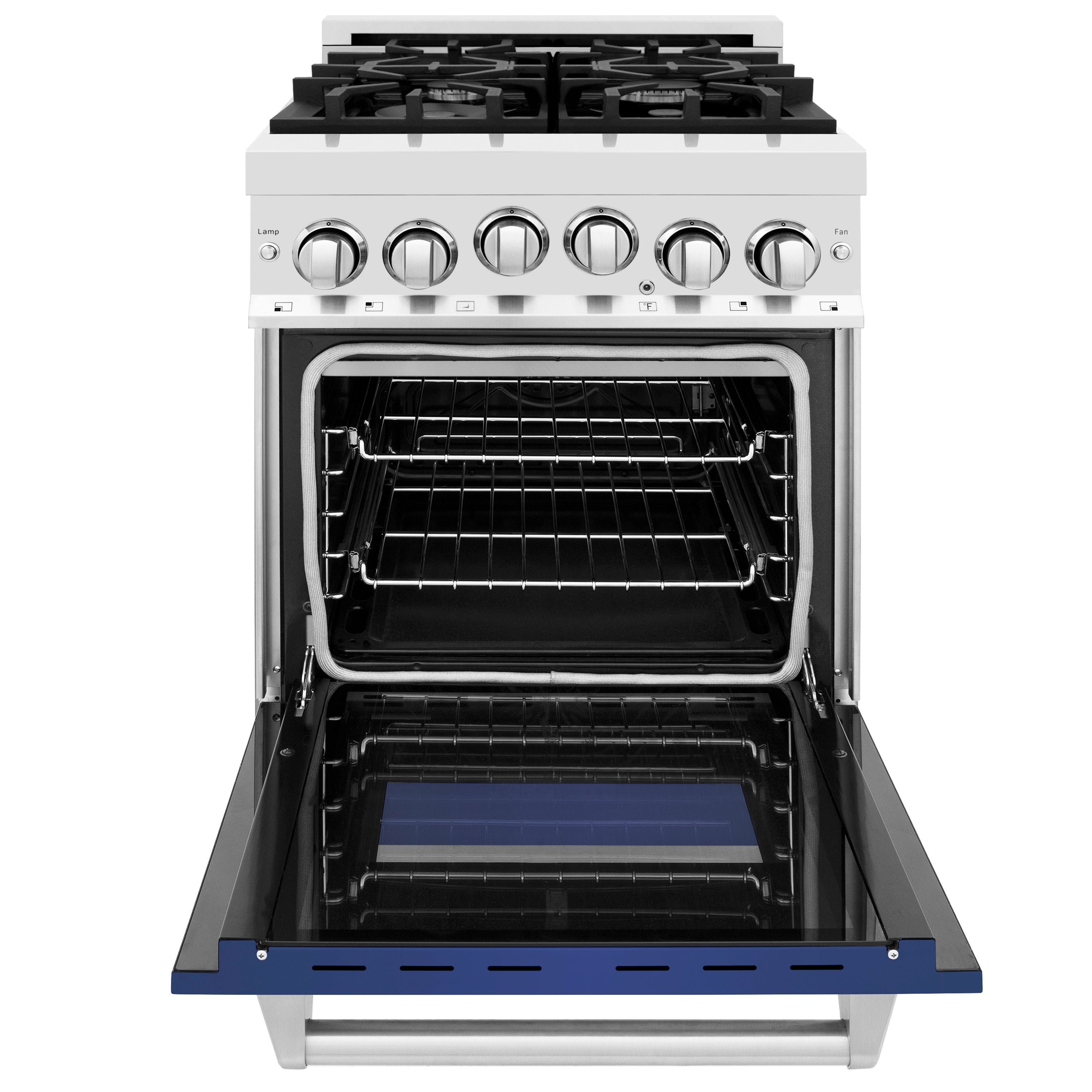 ZLINE 24 in. 2.8 cu. ft. Range with Gas Stove and Gas Oven in Stainless Steel and Blue Matte Door (RG-BM-24)