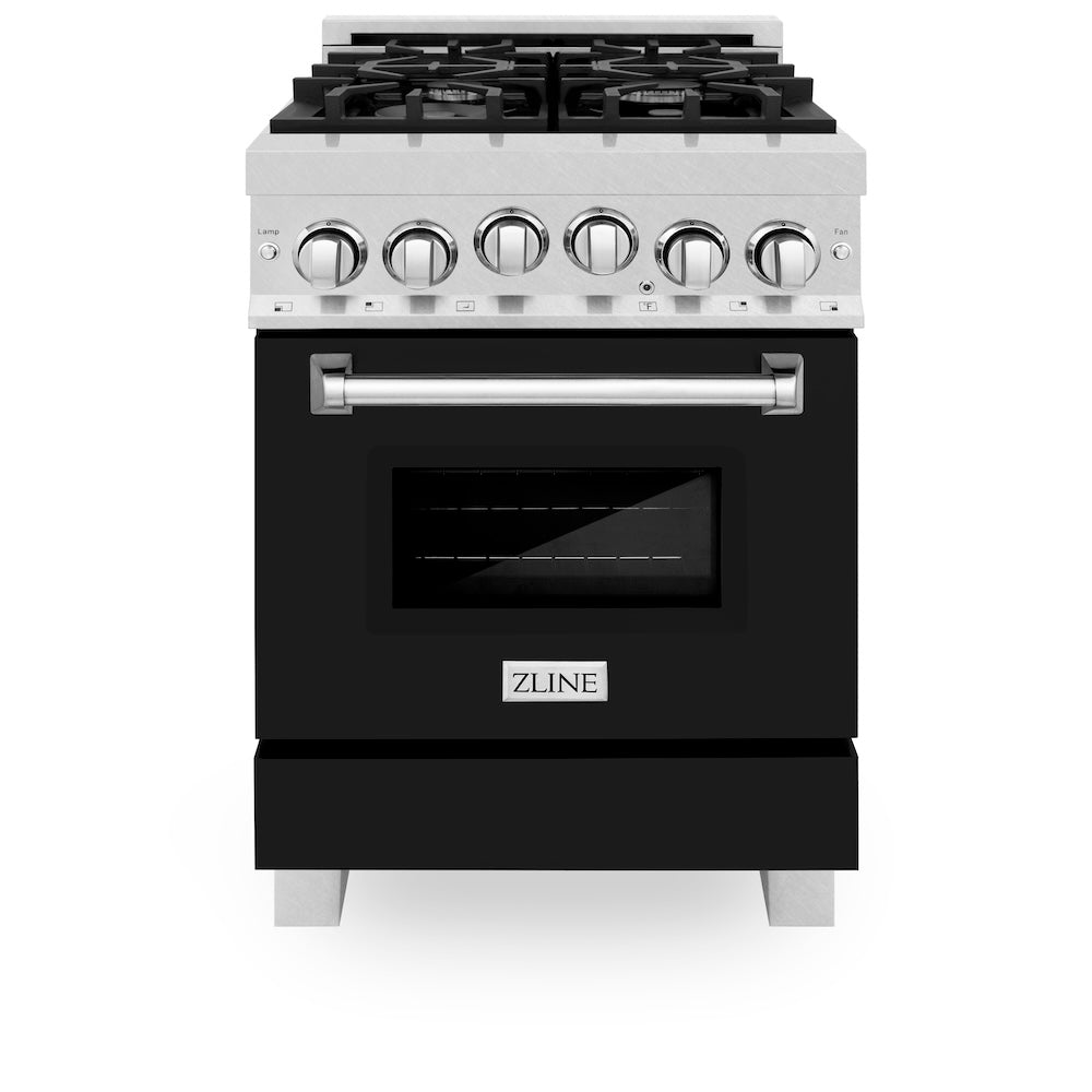 ZLINE 24 in. 2.8 cu. ft. Range with Gas Stove and Gas Oven in Fingerprint Resistant Stainless Steel and Black Matte Door (RGS-BLM-24)