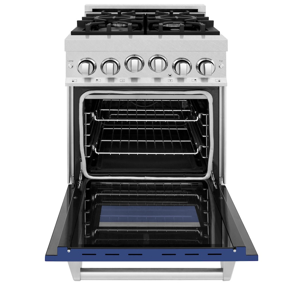 ZLINE 24 in. 2.8 cu. ft. Range with Gas Stove and Gas Oven in Fingerprint Resistant Stainless Steel and Blue Matte Door (RGS-BM-24)