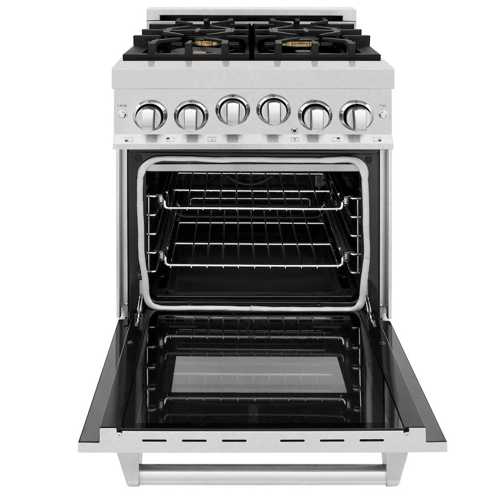 ZLINE 24 in. 2.8 cu. ft. Range with Gas Stove and Gas Oven in Fingerprint Resistant Stainless Steel with Brass Burners (RGS-SN-BR-24)
