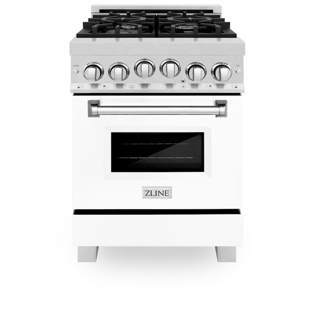 ZLINE 24 in. 2.8 cu. ft. Range with Gas Stove and Gas Oven in Fingerprint Resistant Stainless Steel and White Matte Door (RGS-WM-24)