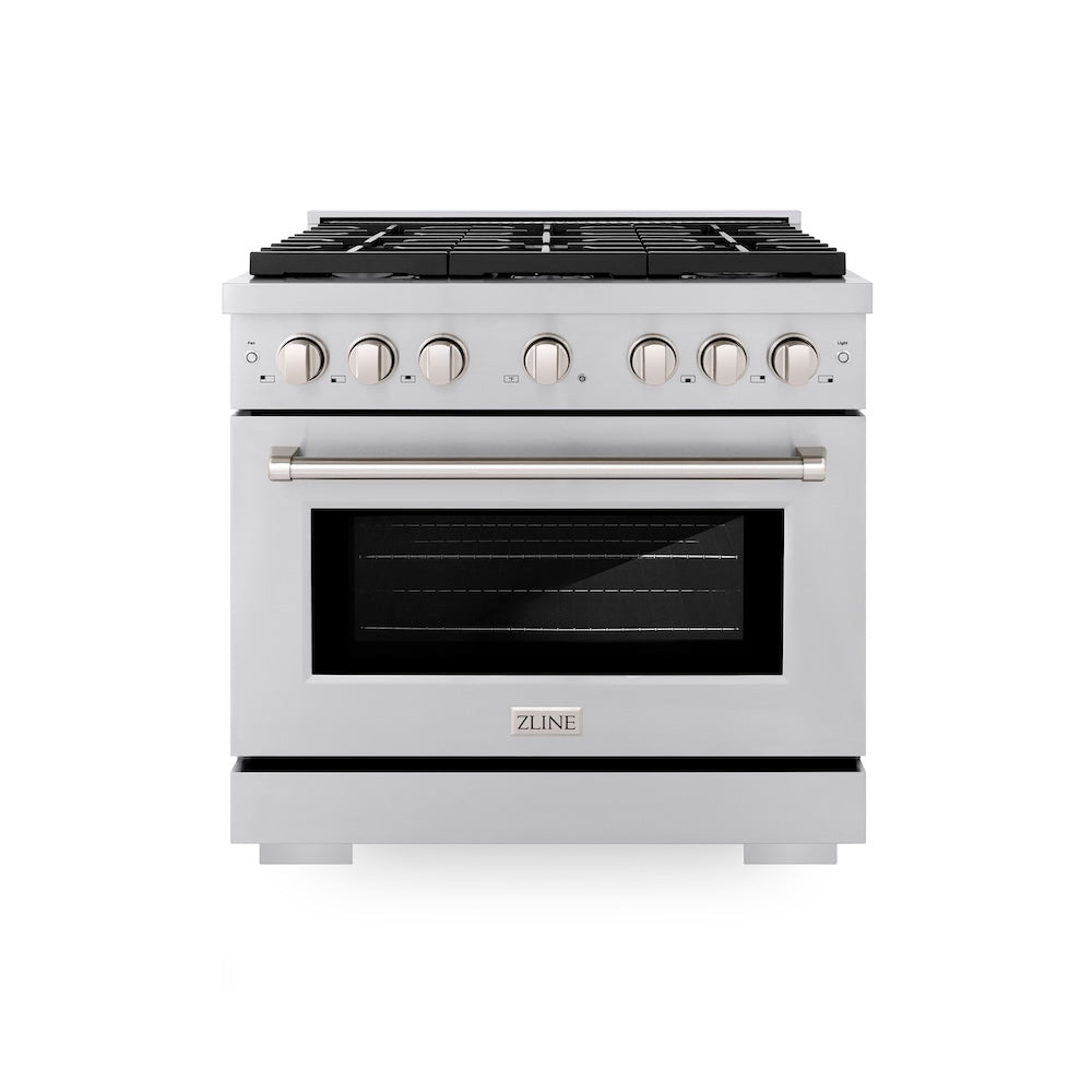 ZLINE 36 in. 5.2 cu. ft. Paramount Gas Range with 6 Burner Cooktop and Convection Gas Oven in Stainless Steel, Open Box-Excellent Condition main image.