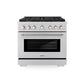 ZLINE 36 in. 5.2 cu. ft. Paramount Gas Range with 6 Burner Cooktop and Convection Gas Oven in Stainless Steel, Open Box-Good Condition