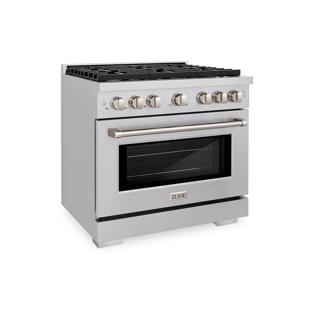 ZLINE 36 in. 5.2 cu. ft. Paramount Gas Range with 6 Burner Cooktop and Convection Gas Oven in Stainless Steel, Open Box-Good Condition main image.