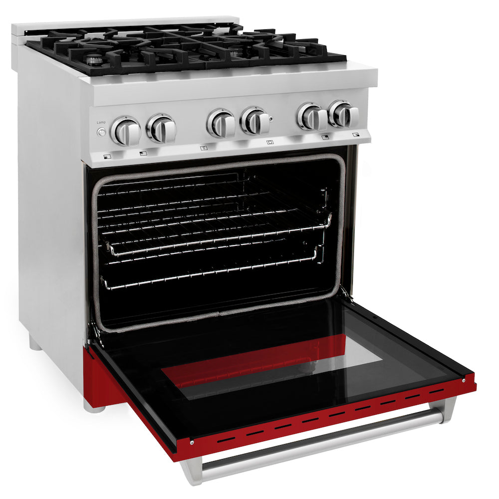  ZLINE 30 4.0 cu. ft. Dual Fuel Range with Gas Stove and Electric  Oven in Stainless Steel and Red Gloss Door (RA-RG-30) : Appliances