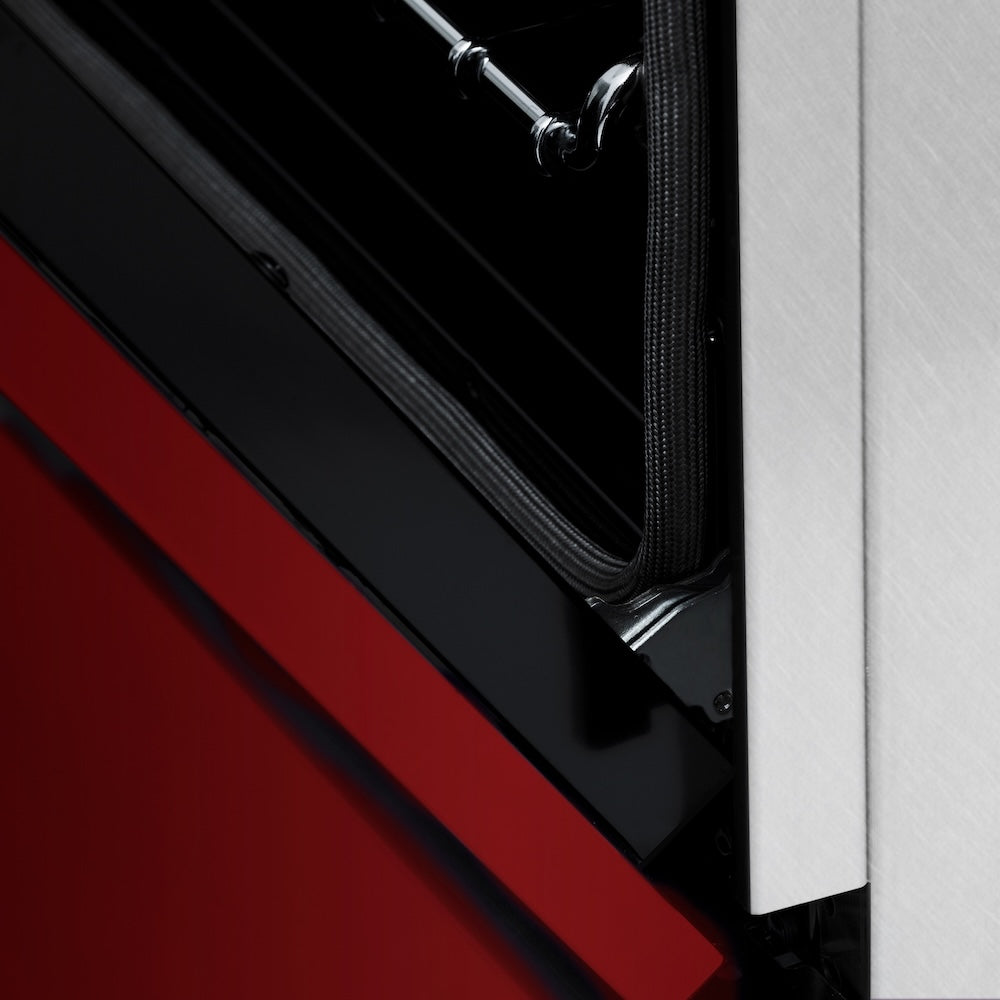 ZLINE 24 in. 2.8 cu. ft. Legacy Induction Range with 4 Element Cooktop and Electric Oven in Stainless Steel and Red Gloss Door, Open Box-Good Condition