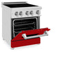 ZLINE 24 in. 2.8 cu. ft. Legacy Induction Range with 4 Element Cooktop and Electric Oven in Stainless Steel and Red Gloss Door, Open Box-Good Condition