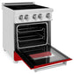 ZLINE 24 in. 2.8 cu. ft. Legacy Induction Range with 4 Element Cooktop and Electric Oven in Stainless Steel and Red Gloss Door, Open Box-Great Condition
