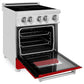 ZLINE 24 in. 2.8 cu. ft. Legacy Induction Range with 4 Element Cooktop and Electric Oven in Stainless Steel and Red Gloss Door, Open Box-Good Condition