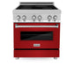 ZLINE 30 in. 4.0 cu. ft. Legacy Induction Range with 4 Element Cooktop and Electric Oven in Stainless Steel and Red Gloss Door, Open Box-Good Condition