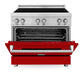 ZLINE 36 in. 4.6 cu. ft. Legacy Induction Range with 5 Element Cooktop and Electric Oven in Stainless Steel and Red Gloss Door, Open Box-Good Condition