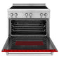 ZLINE 36 in. 4.6 cu. ft. Legacy Induction Range with 5 Element Cooktop and Electric Oven in Stainless Steel and Red Gloss Door, Open Box-Good Condition