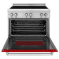 ZLINE 36 in. 4.6 cu. ft. Legacy Induction Range with 5 Element Cooktop and Electric Oven in Stainless Steel and Red Gloss Door, Open Box-Great Condition