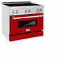 ZLINE 36 in. 4.6 cu. ft. Legacy Induction Range with 5 Element Cooktop and Electric Oven in Stainless Steel and Red Gloss Door, Open Box-Good Condition