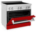 ZLINE 36 in. 4.6 cu. ft. Legacy Induction Range with 5 Element Cooktop and Electric Oven in Stainless Steel and Red Gloss Door, Open Box-Good Condition