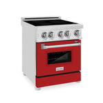 ZLINE 24 in. 2.8 cu. ft. Legacy Induction Range with 4 Element Cooktop and Electric Oven in Stainless Steel and Red Matte Door, Open Box-Good Condition