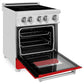 ZLINE 24 in. 2.8 cu. ft. Legacy Induction Range with 4 Element Cooktop and Electric Oven in Stainless Steel and Red Matte Door, Open Box-Good Condition