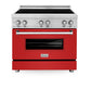ZLINE 36 in. 4.6 cu. ft. Legacy Induction Range with 5 Element Cooktop and Electric Oven in Stainless Steel and Red Matte Door, Open Box-Good Condition
