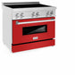 ZLINE 36 in. 4.6 cu. ft. Legacy Induction Range with 5 Element Cooktop and Electric Oven in Stainless Steel and Red Matte Door, Open Box-Good Condition