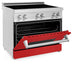 ZLINE 36 in. 4.6 cu. ft. Legacy Induction Range with 5 Element Cooktop and Electric Oven in Stainless Steel and Red Matte Door, Open Box-Good Condition