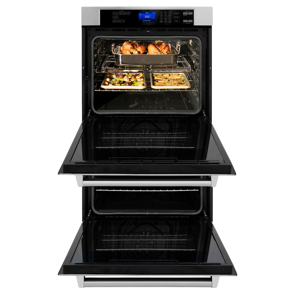 ZLINE Kitchen Package in Stainless Steel with 36 in. Refrigerator, 30 in. Gas Rangetop, 30 in. Range Hood and 30 in. Double Wall Oven (4KPR-RTRH30-AWD)