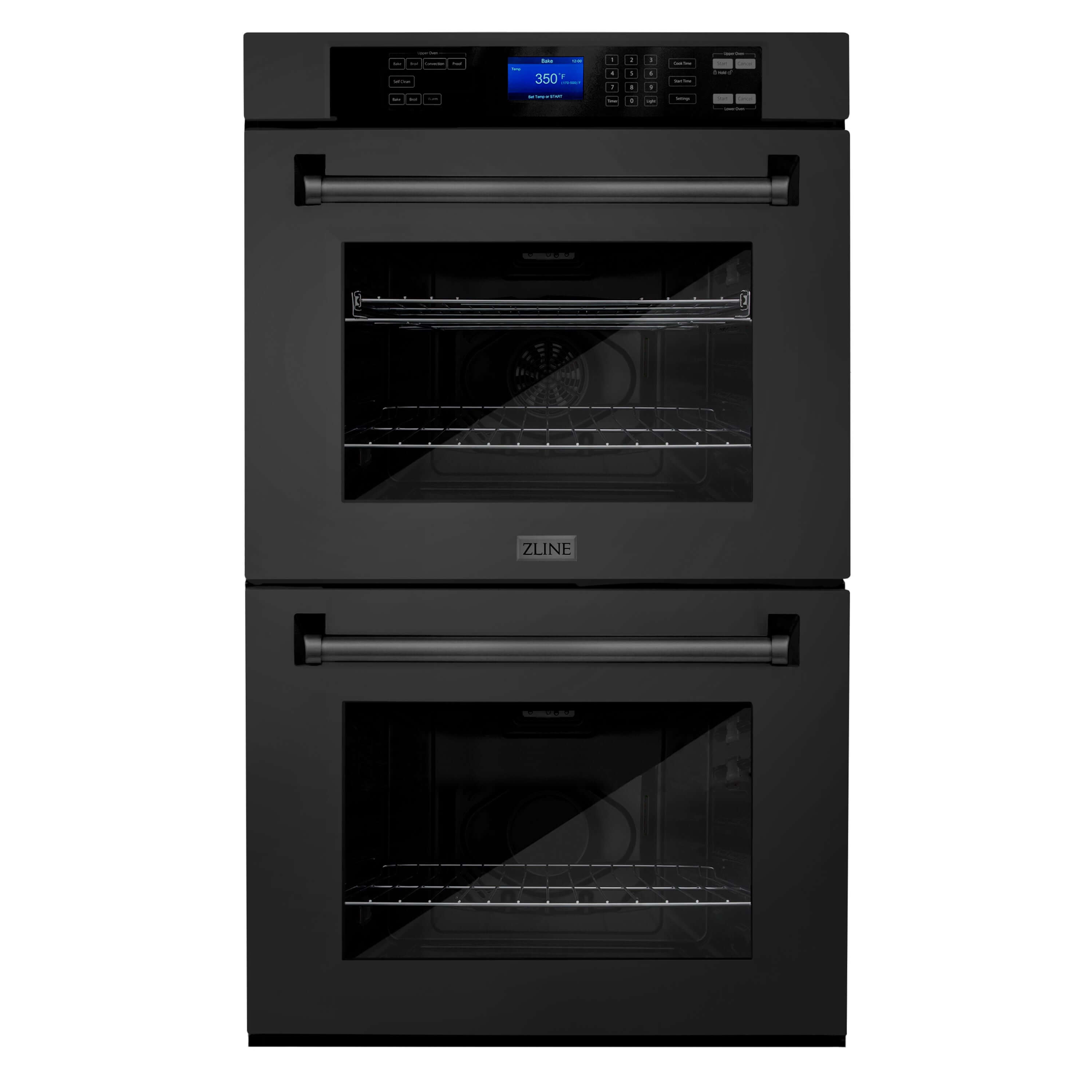 ZLINE Kitchen Package in Black Stainless Steel with 36 in. French Door Refrigerator, 36 in. Gas Stovetop, 36 in. Convertible Vent Range Hood, 30 in. Double Wall Oven, and 24 in. Tall Tub Dishwasher (5KPR-RTBRH36-AWDDWV)