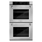 ZLINE Kitchen Package with 30 in. Stainless Steel Rangetop, 30 in. Over The Range Microwave with Traditional Handle and Double Wall Oven (3KP-RTOTRH30-AWD)