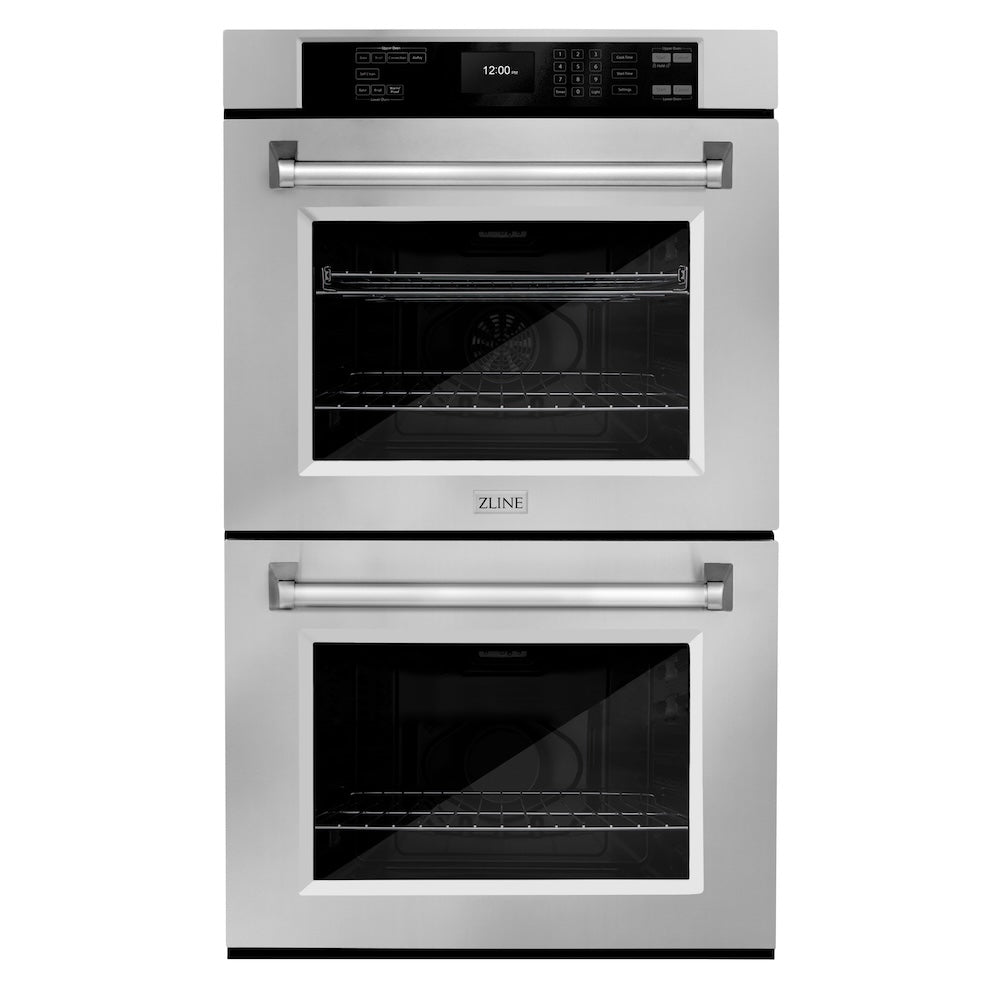 ZLINE Kitchen Package with Refrigeration, 30 in. Stainless Steel Rangetop, 30 in. Range Hood and 30 in. Double Wall Oven (4KPR-RTRH30-AWD)