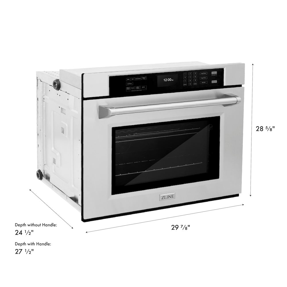 ZLINE 30 in. Professional True Convection Single Wall Oven with Air Fry and Self Clean in Stainless Steel, Open Box-Excellent Condition