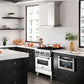 ZLINE 30 in. 4.0 cu. ft. Legacy Dual Fuel Range with 4 Burner Gas Cooktop and Electric Convection Oven in Stainless Steel and White Matte Door (RA-WM-30) in a luxury kitchen.