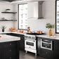 ZLINE 30 in. 4.0 cu. ft. Legacy Dual Fuel Range with 4 Burner Gas Cooktop and Electric Convection Oven in Stainless Steel and White Matte Door (RA-WM-30) in a luxury kitchen.