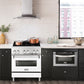 ZLINE 30 in. 4.0 cu. ft. Legacy Dual Fuel Range with 4 Burner Gas Cooktop and Electric Convection Oven in Stainless Steel and White Matte Door (RA-WM-30) in a luxury kitchen.