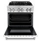ZLINE 30 in. Kitchen Package with Stainless Steel Dual Fuel Range with White Matte Door and Convertible Vent Range Hood (2KP-RAWMRH30)