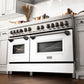 ZLINE 60 in. 7.4 cu. ft. Legacy Dual Fuel Range with 9 Burner Gas Cooktop and 2 Electric Convection Ovens in Stainless Steel and White Matte Doors (RA-WM-60) in a luxury kitchen.