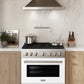 ZLINE 36 in. 5.2 cu. ft. Paramount Dual Fuel Range with 6 Burner Gas Cooktop and Electric Convection Oven in Stainless Steel with White Matte Door (SDR-WM-36) in a luxury kitchen.